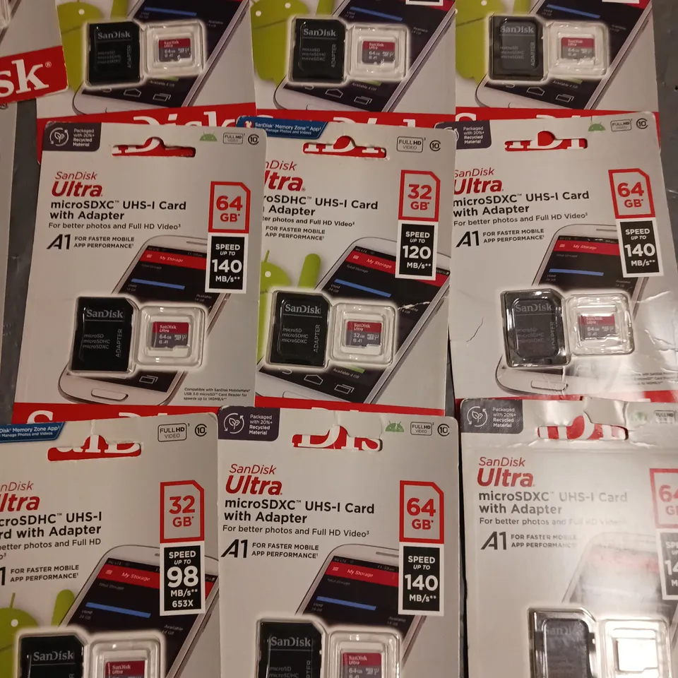 LOT OF 19 ASSORTED SANDISK ULTRA MICRO SDXC CARDS - VARIOUS SIZES