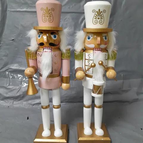 SET OF 2 PINK/WHITE NUTCRACKER CHRISTMAS DECORATIONS - 12 INCH