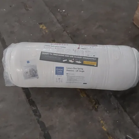 QUALITY BAGGED AND ROLLED AIRSPRUNG LUXURY DUO SPRING 90CM SINGLE MATTRESS 