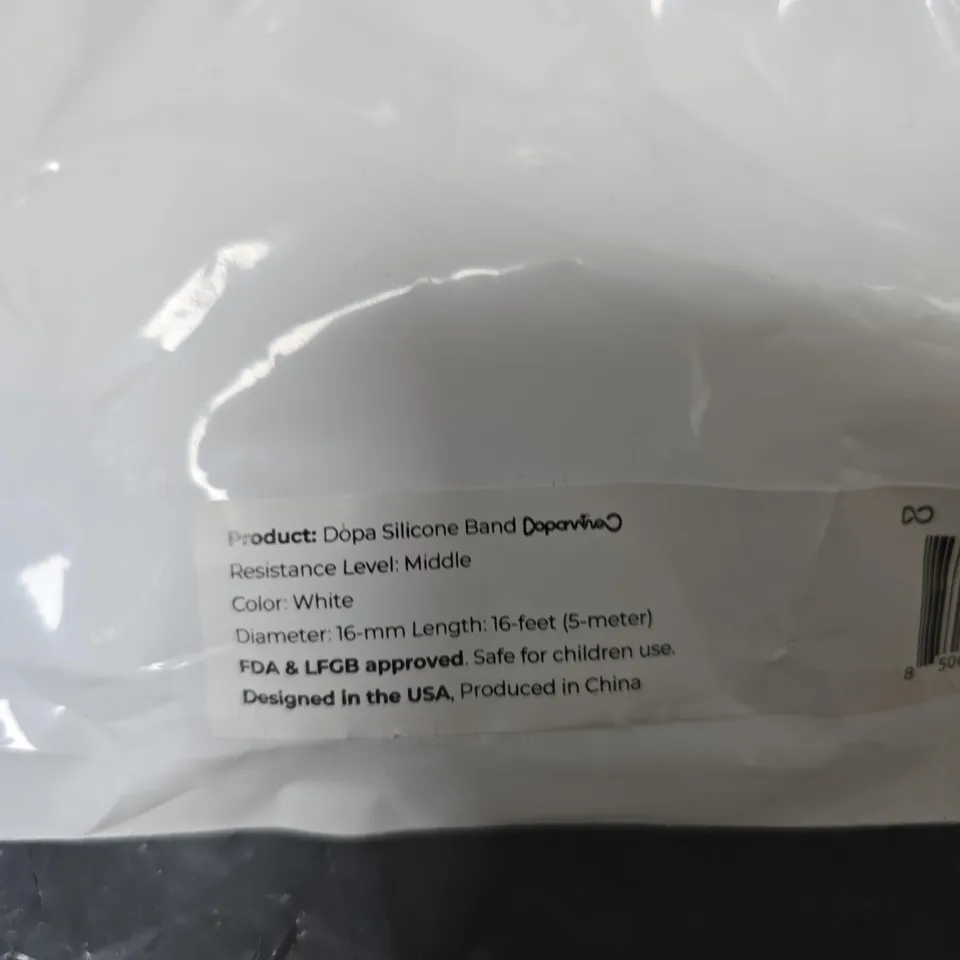 DOPA SILICONE RESISTANCE BAND – WHITE, MIDDLE RESISTANCE, 16 MM Ø X 16 FT (5 M)