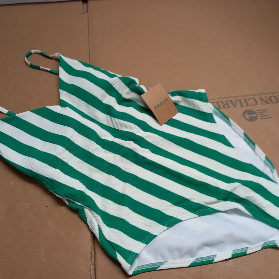 BODEN GREEN/WHITE ONE PIECE - UK 12