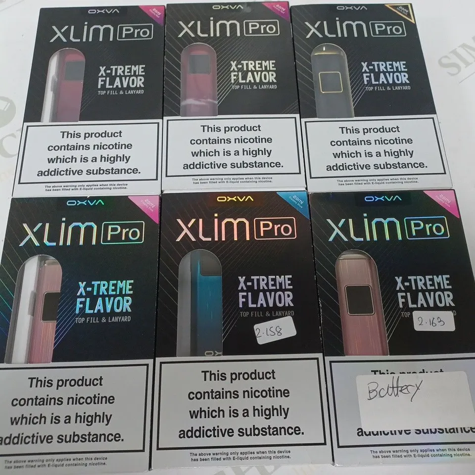 LOT OF 6 ASSORTED OXVA XLIM PRO E-CIGS