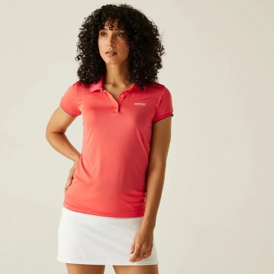 BRAND NEW REGATTA WOMENS REMEX II POLO NECK T-SHIRT IN PEACH BLOOM - UK 18