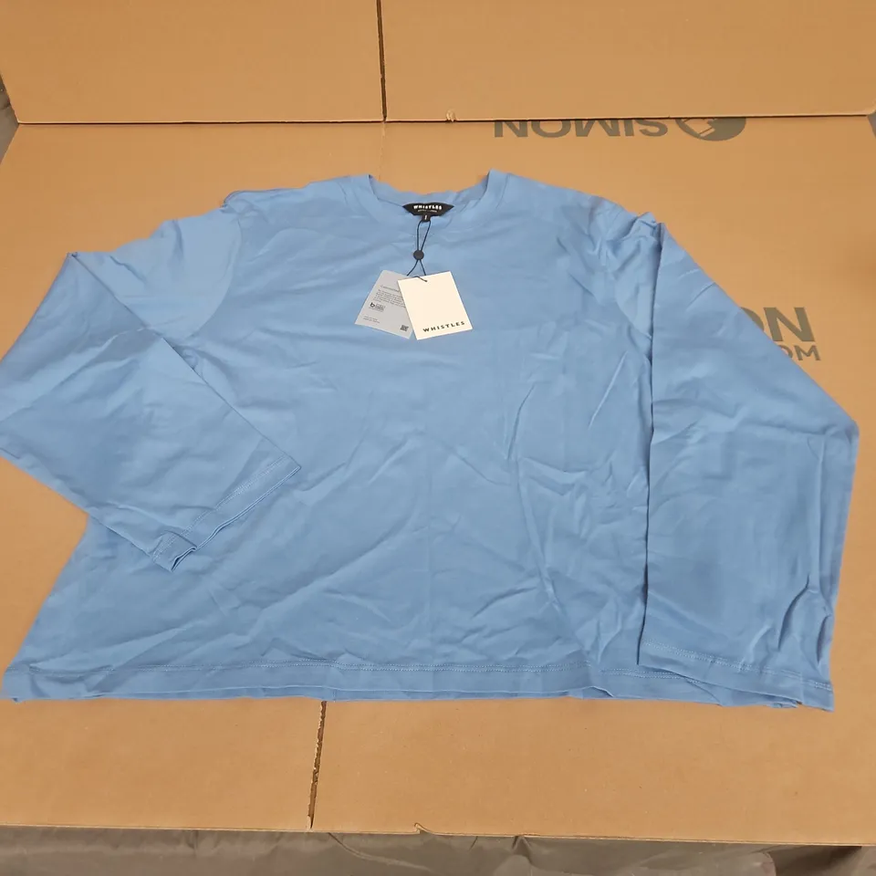 WHISTLES RELAXED LONG SLEEVE TEE IN BLUE - M