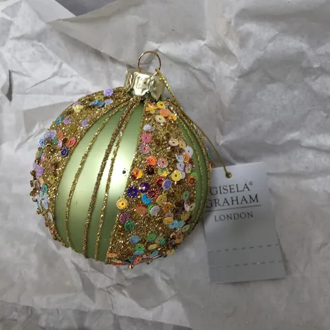 SET OF 12 GISELA GRAHAM DECORATIVE GREEN BAUBLES