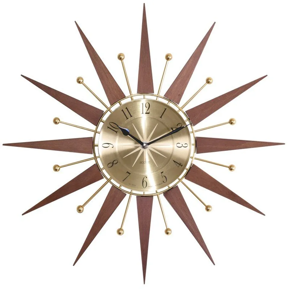 BOXED WOLCOTT 49CM WOOD AND METAL SPOKE WALL CLOCK 