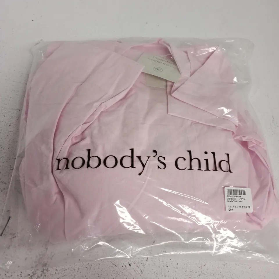 BAGGED NOBODYS CHILD BRIELLE MIDI DRESS IN PINK - UK 16