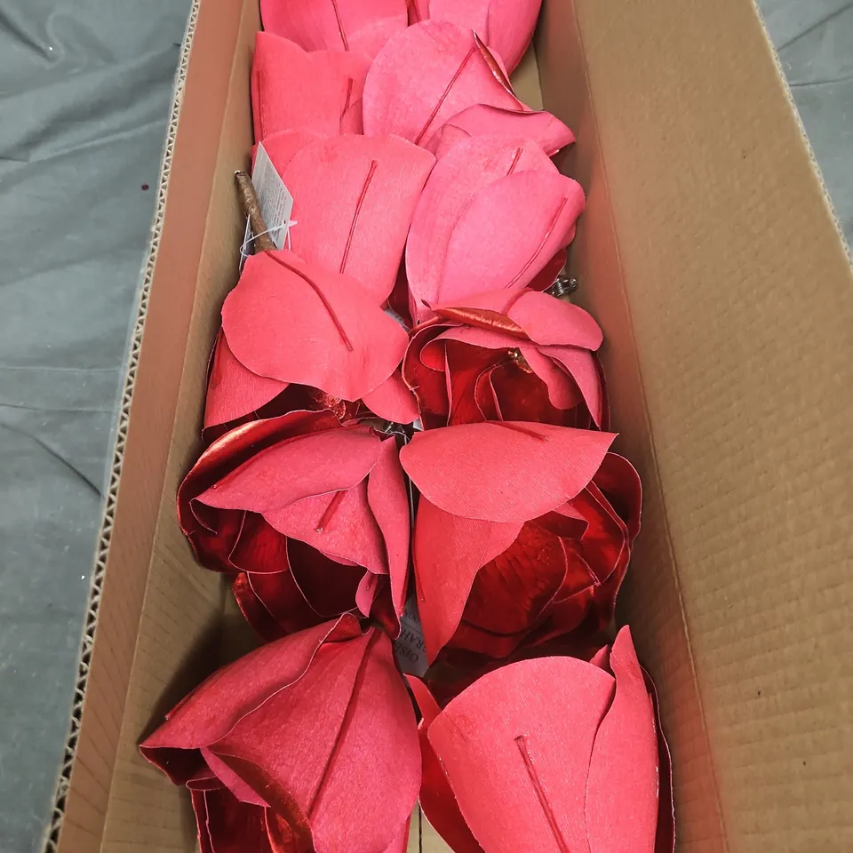 12 X GISELA GRAHAM FAUX FLOWER CLIP ON DECORATIONS 