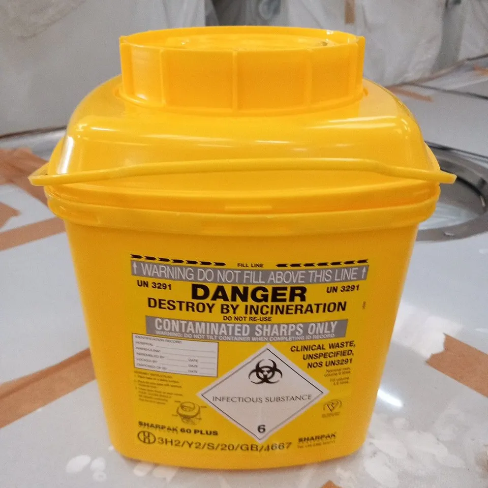 PALLET OF APPROXIMATELY 150 SHARPAK PLUS UN 3291 60 PLUS INFECTIOUS SUBSTANCE BINS