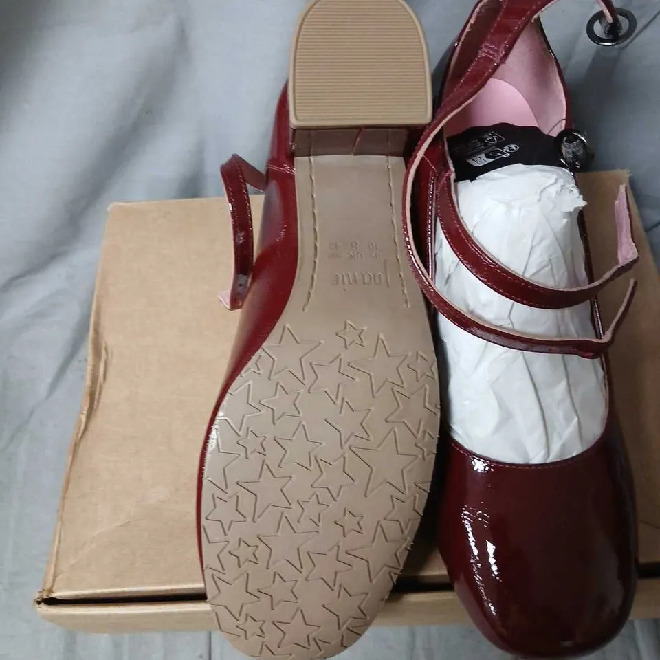 JOANIE TOULOUSE BURGUNDY PATENT MARY JANE SHOES – UK 8
