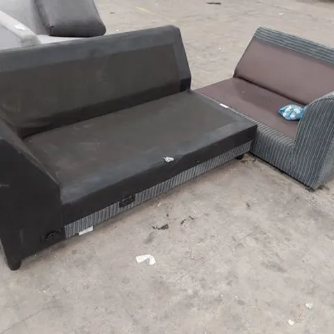 TWO GREY JUMBO CHORD SOFA SECTIONS