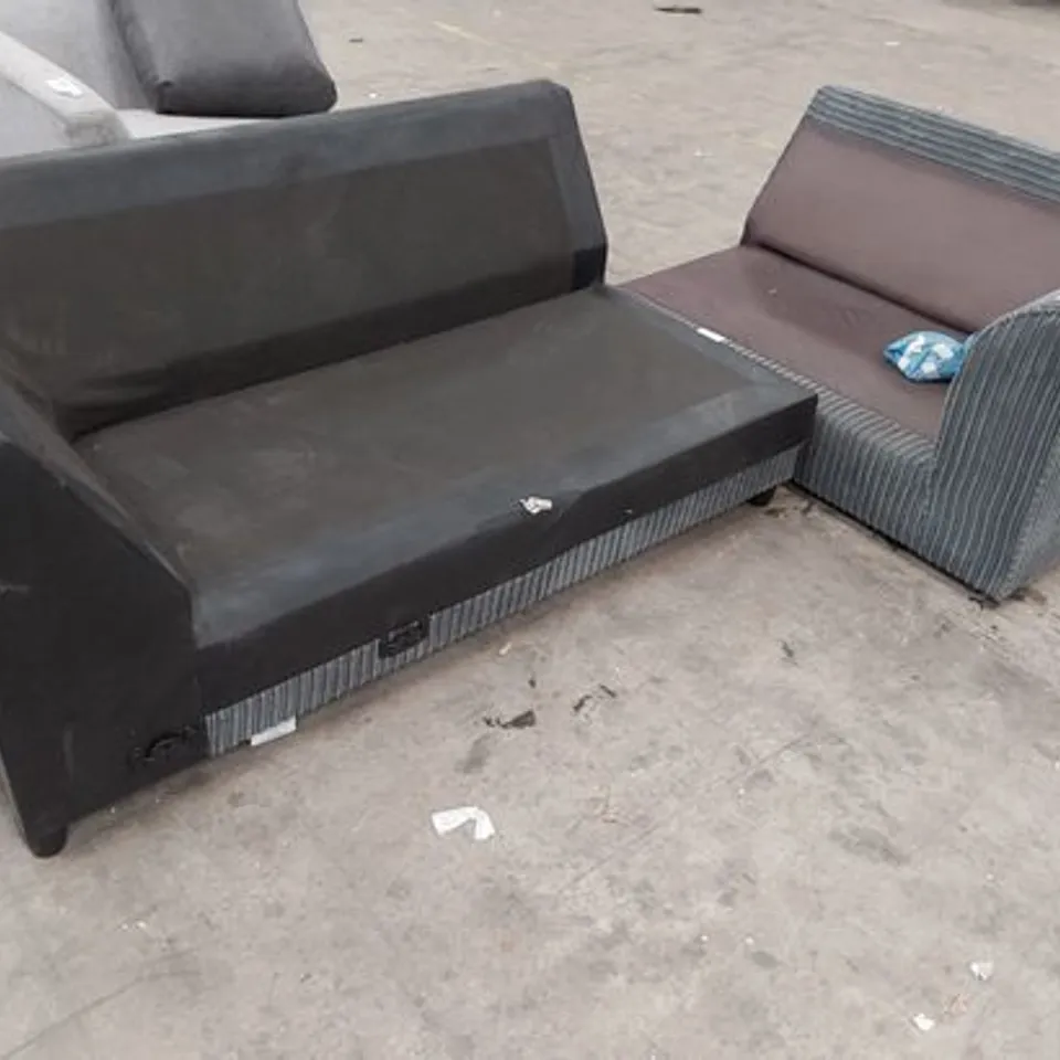 TWO GREY JUMBO CHORD SOFA SECTIONS