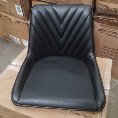 BOXED SET OF 2 BLACK LEATHER DINING CHAIRS