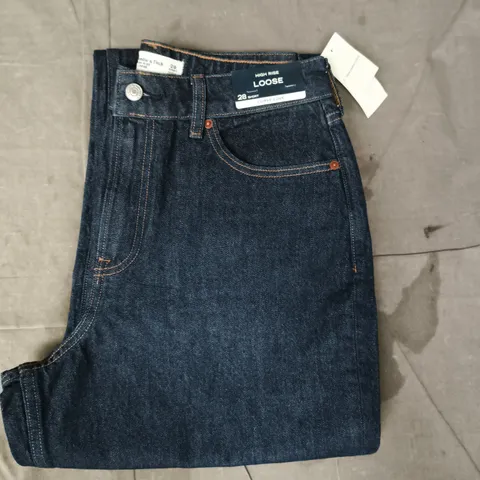 ABERCROMBIE & FITCH HIGH RISE LOOSE JEANS IN DARK BLUE SIZE SIZE 28S