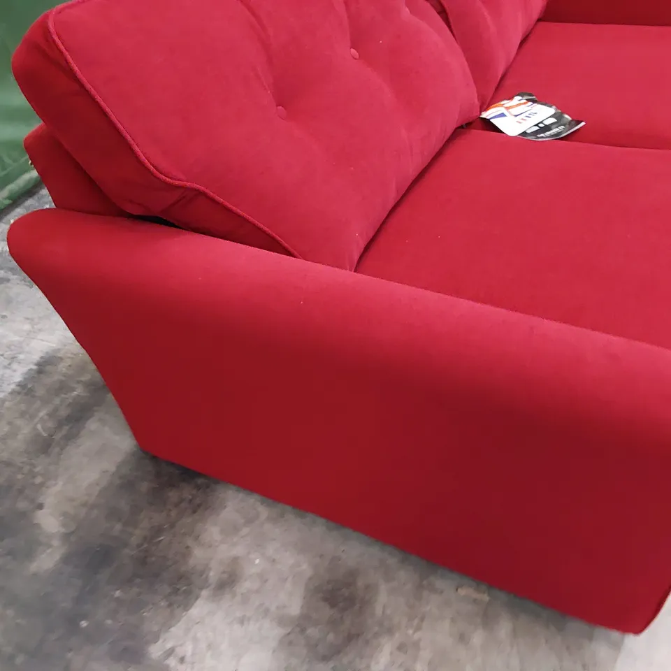 QUALITY BRITISH DESIGNER LOUNGE Co. THREE SEATER SOFA WINE RED PLUSH FABRIC