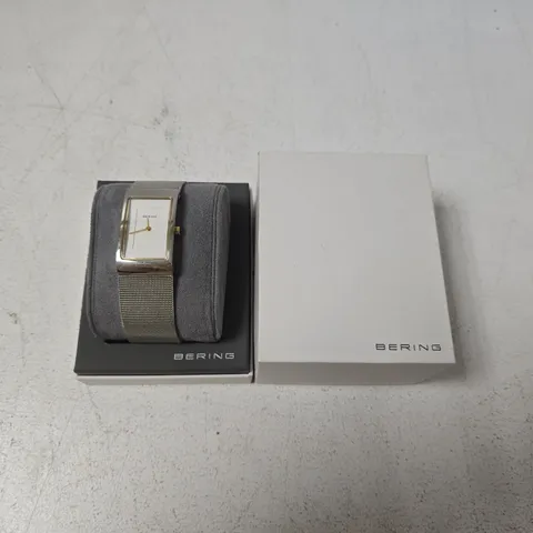 BOXED BERING CLASSIC 10222-010-S TWO-TONE SQUARE LADIES QUARTZ WATCH