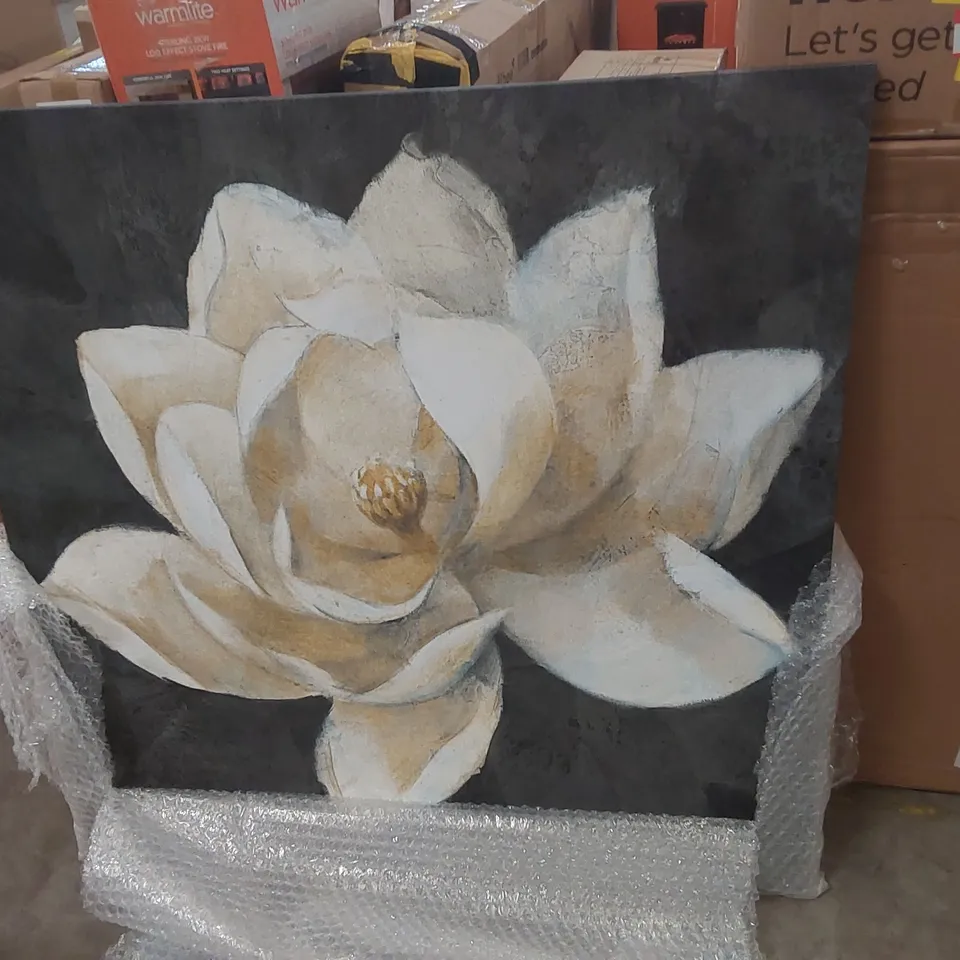 BOXED LARGE WRAPPED CANVAS FLORAL PAINTING