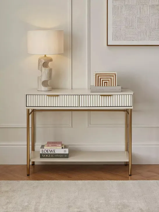 Lot 92: BOXED CORA CONSOLE TABLE - IVORY/BRASS (1 BOX) - 5938032 ...