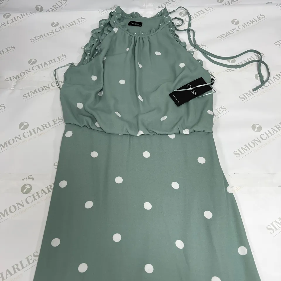 DUSK SPOTTED MAXI DRESS IN SAGE GREEN SIZE 12 