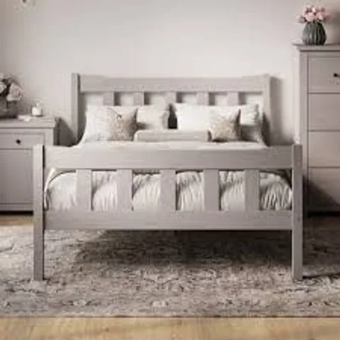 BOXED ADRIANNA BED FRAME - DOUBLE, GREY (2 BOXES)