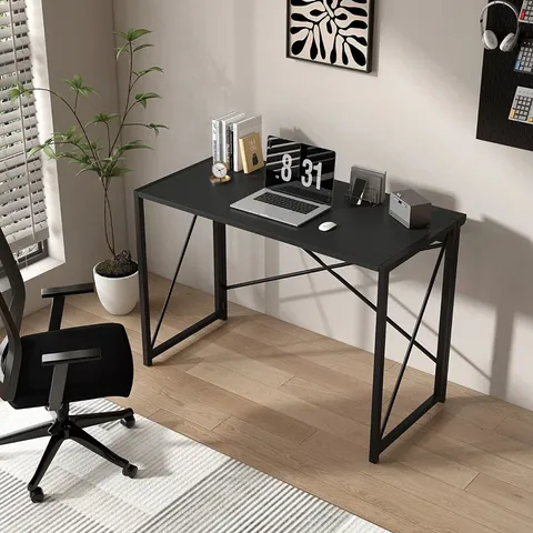 BOXED MATYS RECTANGLE FOLDING WRITING DESK - BLACK (1 BOX)