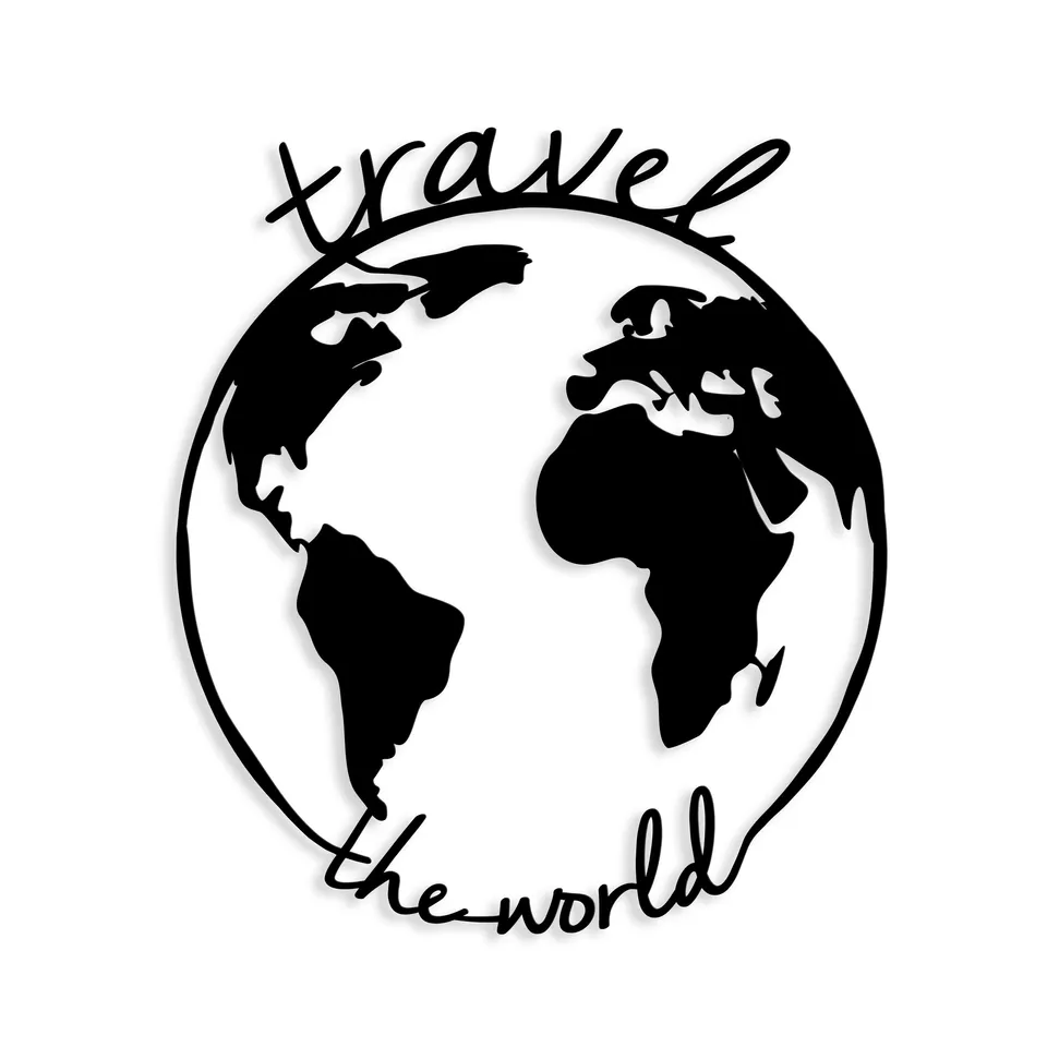 BOXED METAL WALL SCULPTURE "TRAVEL THE WORLD"
