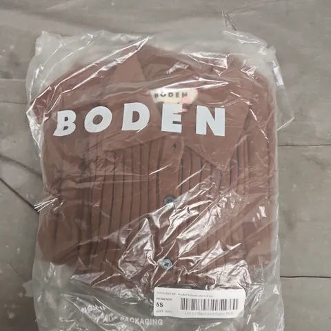 BAGGED BODEN RACHEL KNITTED SHIRT DRESS IN BROWN - UK 8P