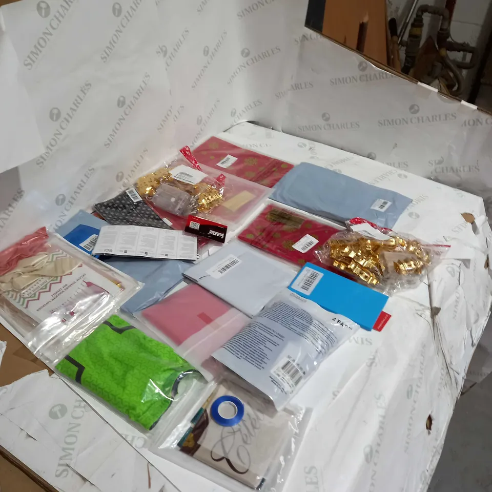 LOT OF 20 ITEMS TOO INCLUDE SPANDEX,BALOONS AND CHRISTMAS GOLD TIES   