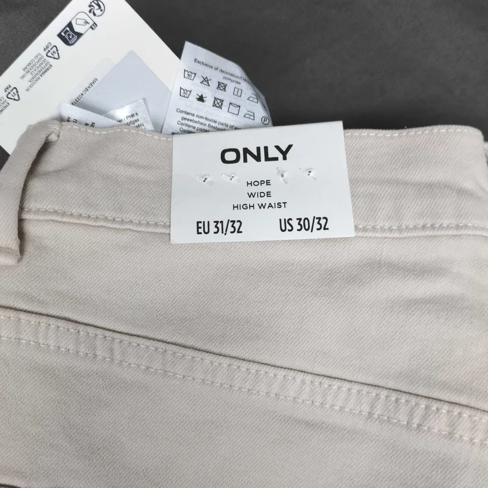 ONLY BEIGE WIDE-LEG HIGH-WAIST TROUSERS – UK 10 (EU 31/32, US 30/32)