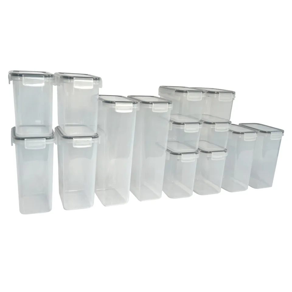BOXED OYPLA 14PC AIRTIGHT REUSABLE PLASTIC KITCHEN FOOD STORAGE CONTAINER ORGANISER SET