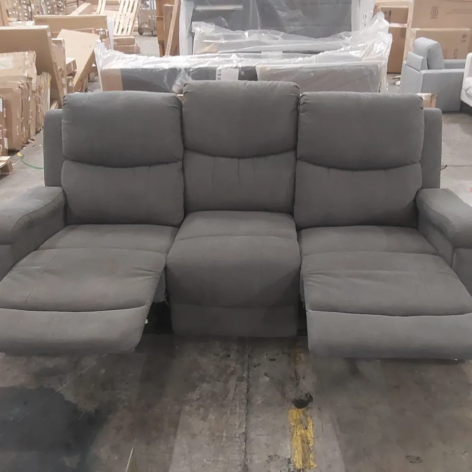 QUALITY DESIGNER CHENILLE FABRIC MANUAL RECLINER SOFA