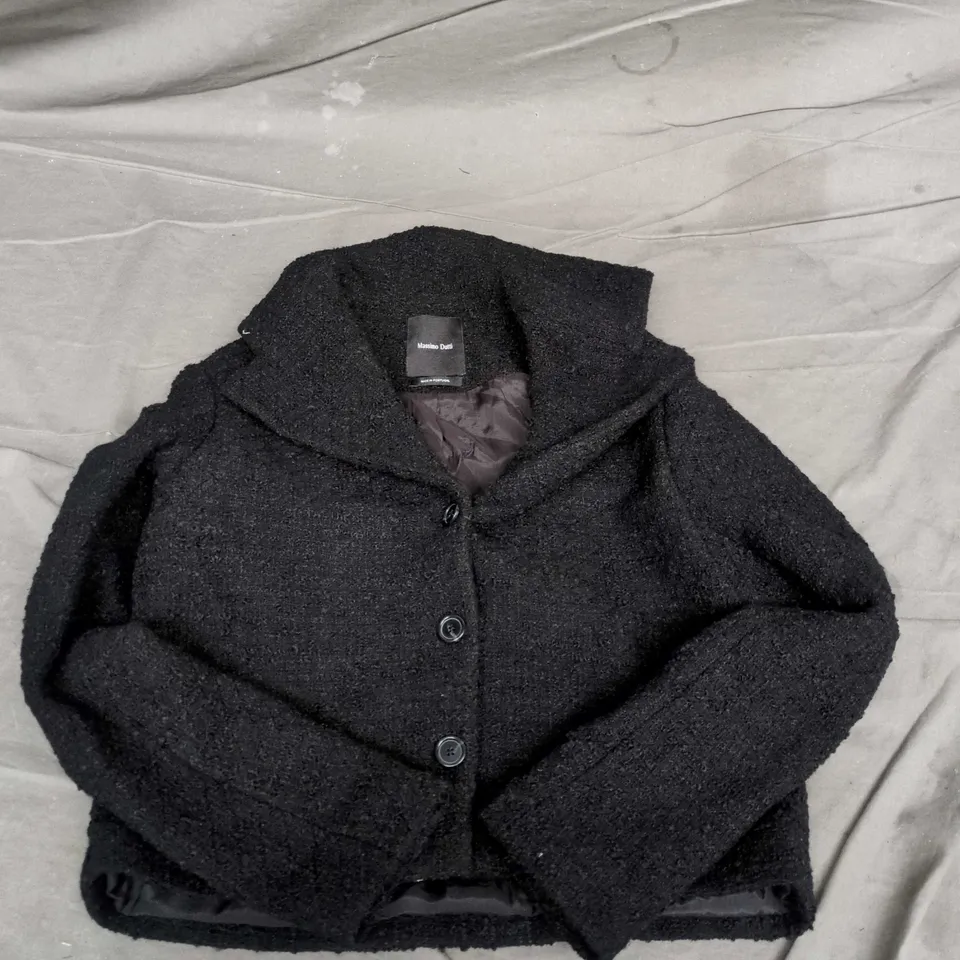 MASSIMO DUTTI BLACK BOUCLÉ COAT – BUTTON FRONT