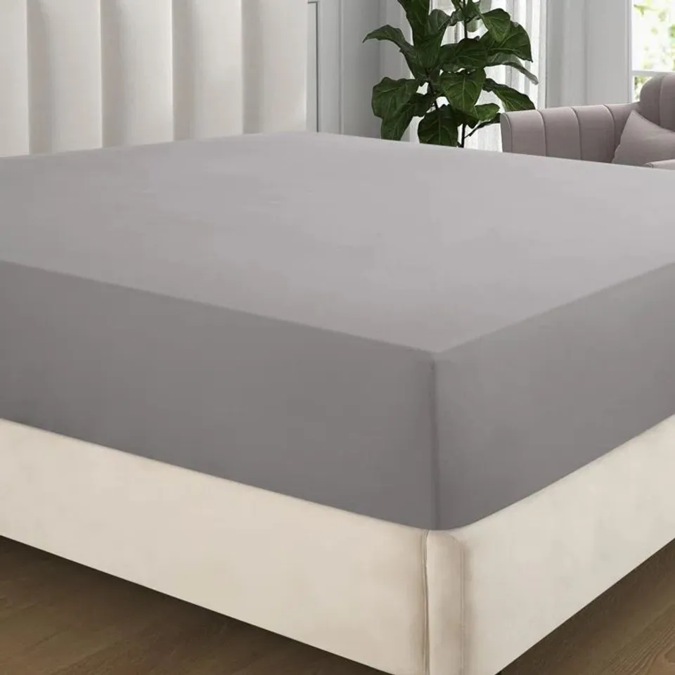 BAGGED BOOKOUT 100% COTTON BRUSHED FITTED GREY BEDSHEET