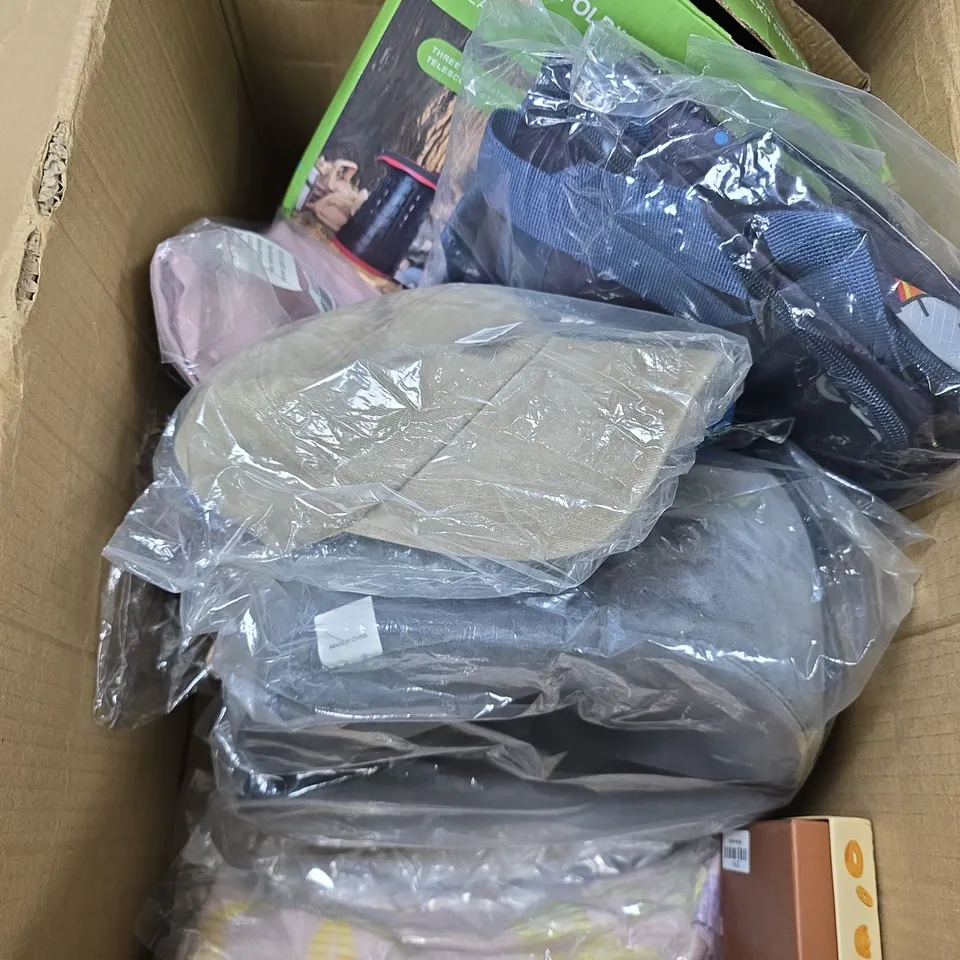 APPROXIMATELY 10 ASSORTED HOUSEHOLD/CLOTHING PRODUCTS TO INCLUDE CAP, MAXI BRA, FOLDING STOOL ETC