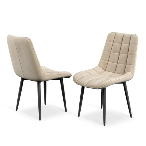 BOXED SET OF 4 NOVA VELVET DINING CHAIRS - BEIGE (1 BOX)