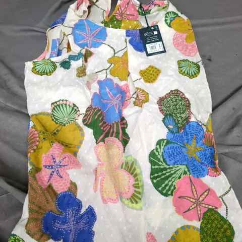 WHITE STUFF PARADISE COTTON VEST – IVORY MULTI, UK 18 (EU 46, US 14)