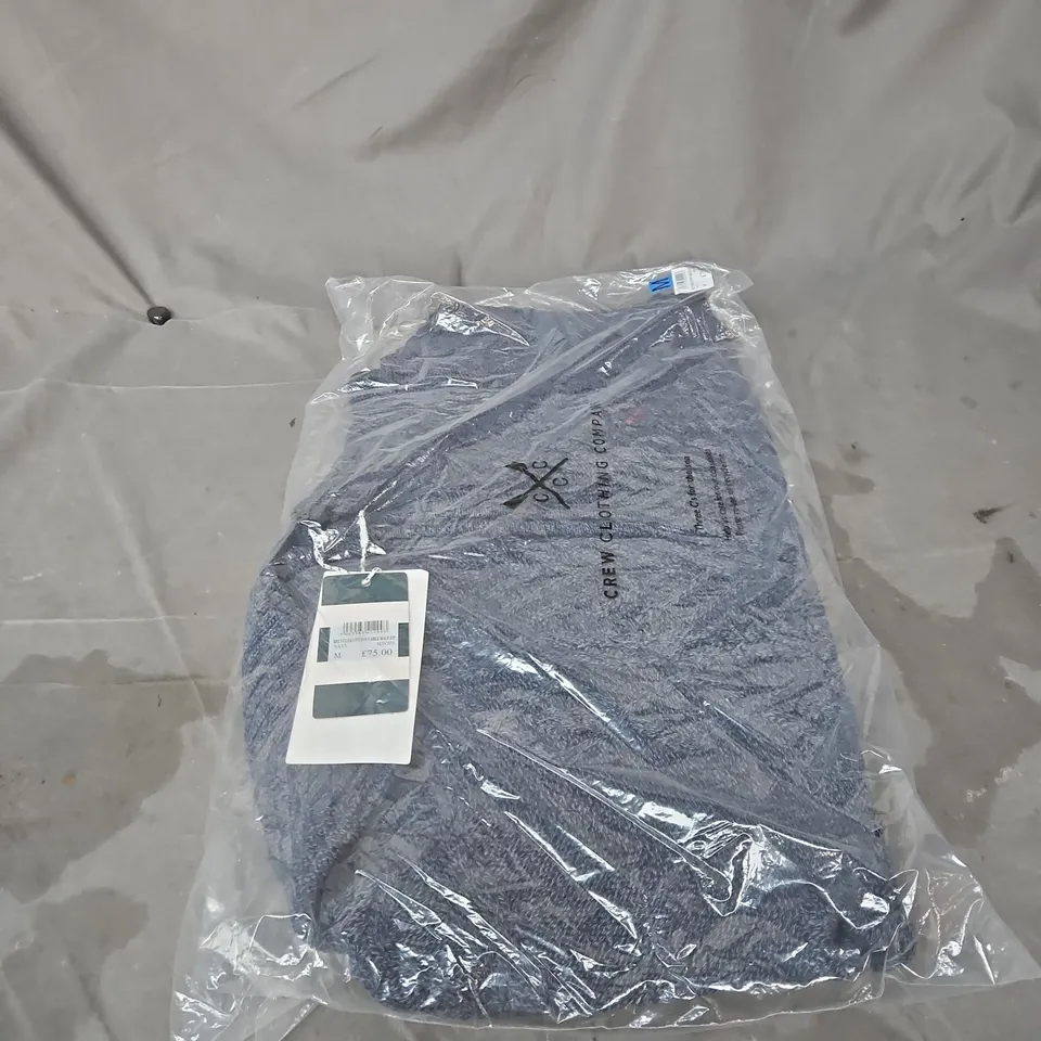 CREW CLOTHING COMPANY RECYCLED COTTON CABLE HALF ZIP NAVY MEDIUM BAGGED