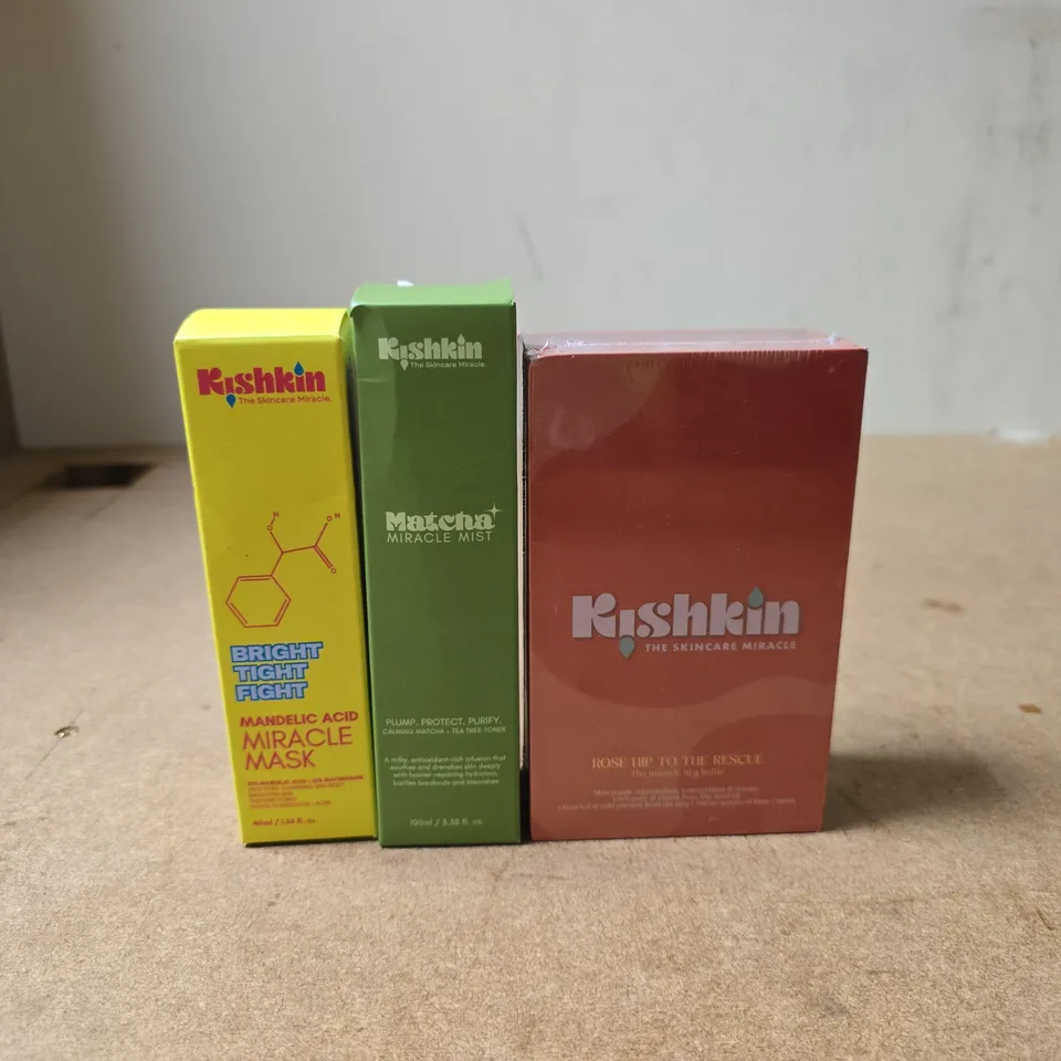 SET OF 3 KISHKIN ITEMS: MIRACLE MASK, MIRACLE MIST, ROSE HIP TO THE RESCUE SKIN REPAIR