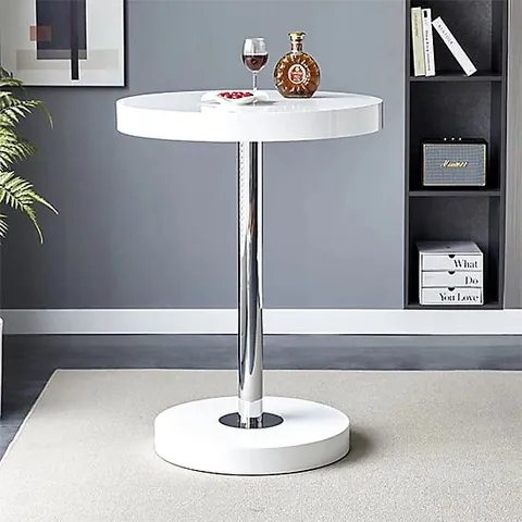 BRAND NEW BOXED HAVANA ROUND BAR TABLE IN WHITE HIGH GLOSS (3 BOXES)