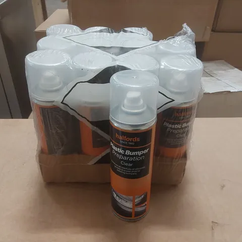 12x 300ML HALFORDS PLASTIC BUMPER PREPARATION CLEAR SPRAY