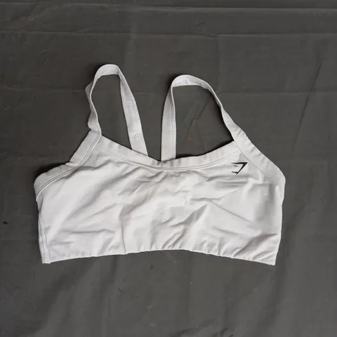 GYMSHARK COTTON LIFTING SPORTS BRA LIGHT SUPPORT IN WHITE SIZE M