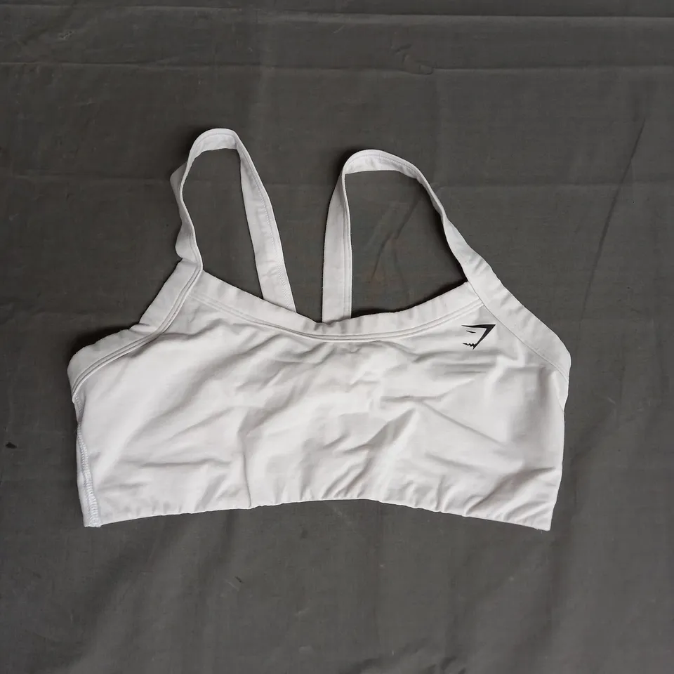 GYMSHARK COTTON LIFTING SPORTS BRA LIGHT SUPPORT IN WHITE SIZE M