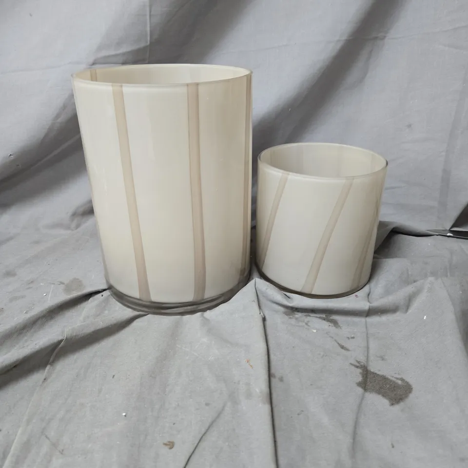 K BY KELLY HOPPEN ABSTRACT LINE GLASS SET OF 2 CANDLE HOLDERS – SMALL & LARGE