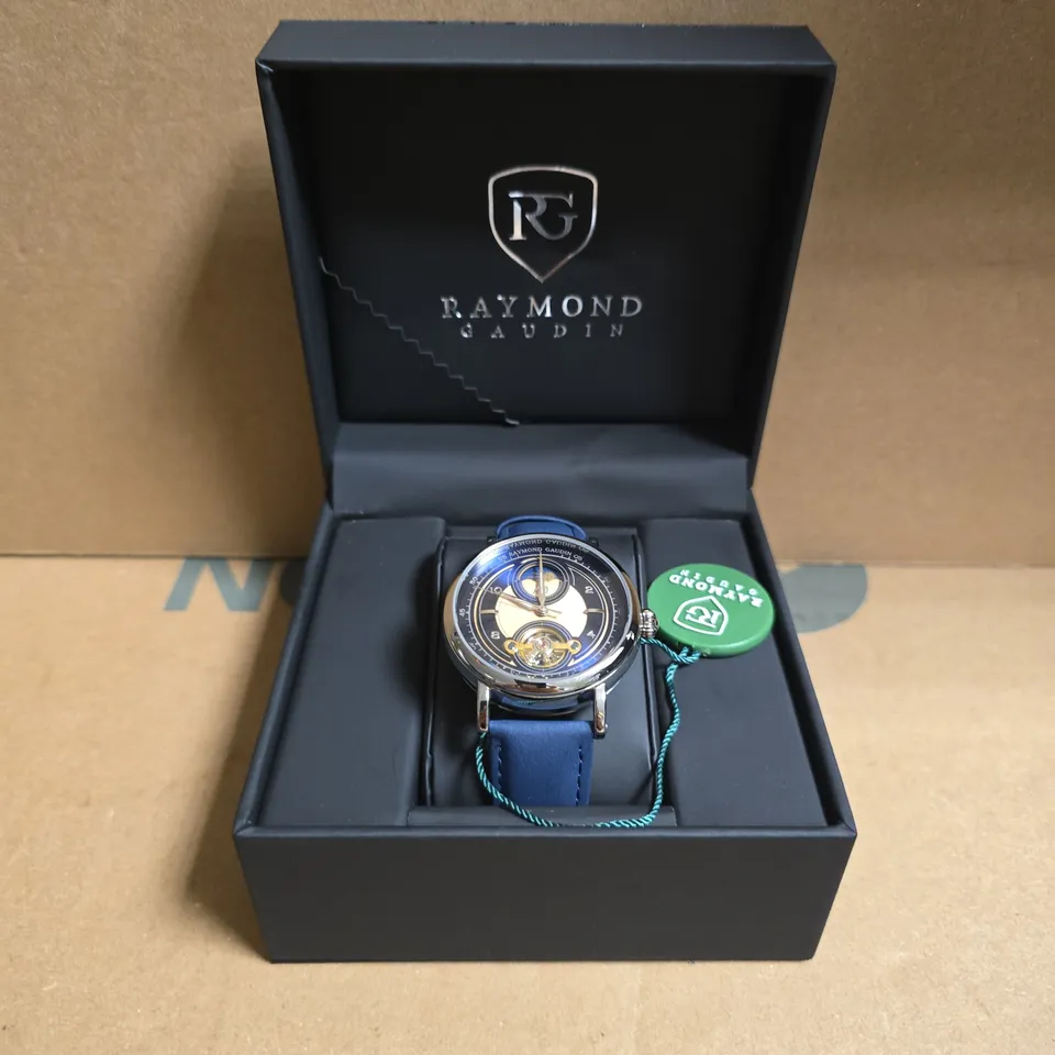 RAYMOND GAUDIN AUTOMATIC MECHANICAL WATCH WITH BLUE STRAP & FACE