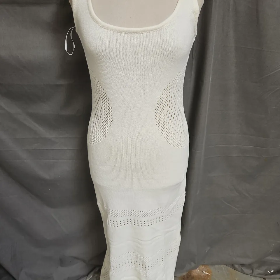 4TH+RECKLESS KNITTED SCOOP NECK PANEL DETAIL DRESS IN CREAM SIZE 8