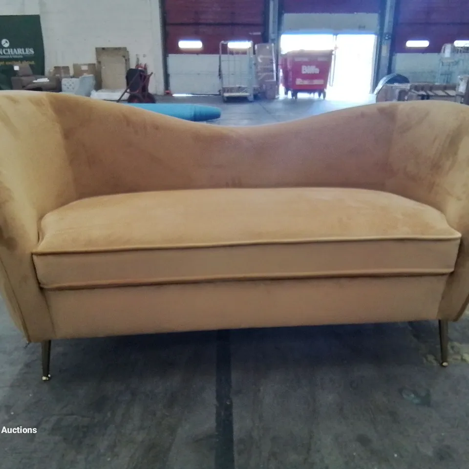 BOXED CASTILO VELVET UPHOLSTERED SOFA IN GOLD