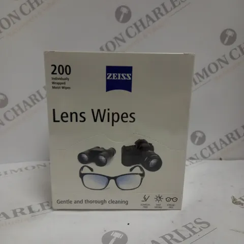 BOXED SEALED ZEISS 200 INDIVIDUALLY WRAPPED MOIST LENS WIPES