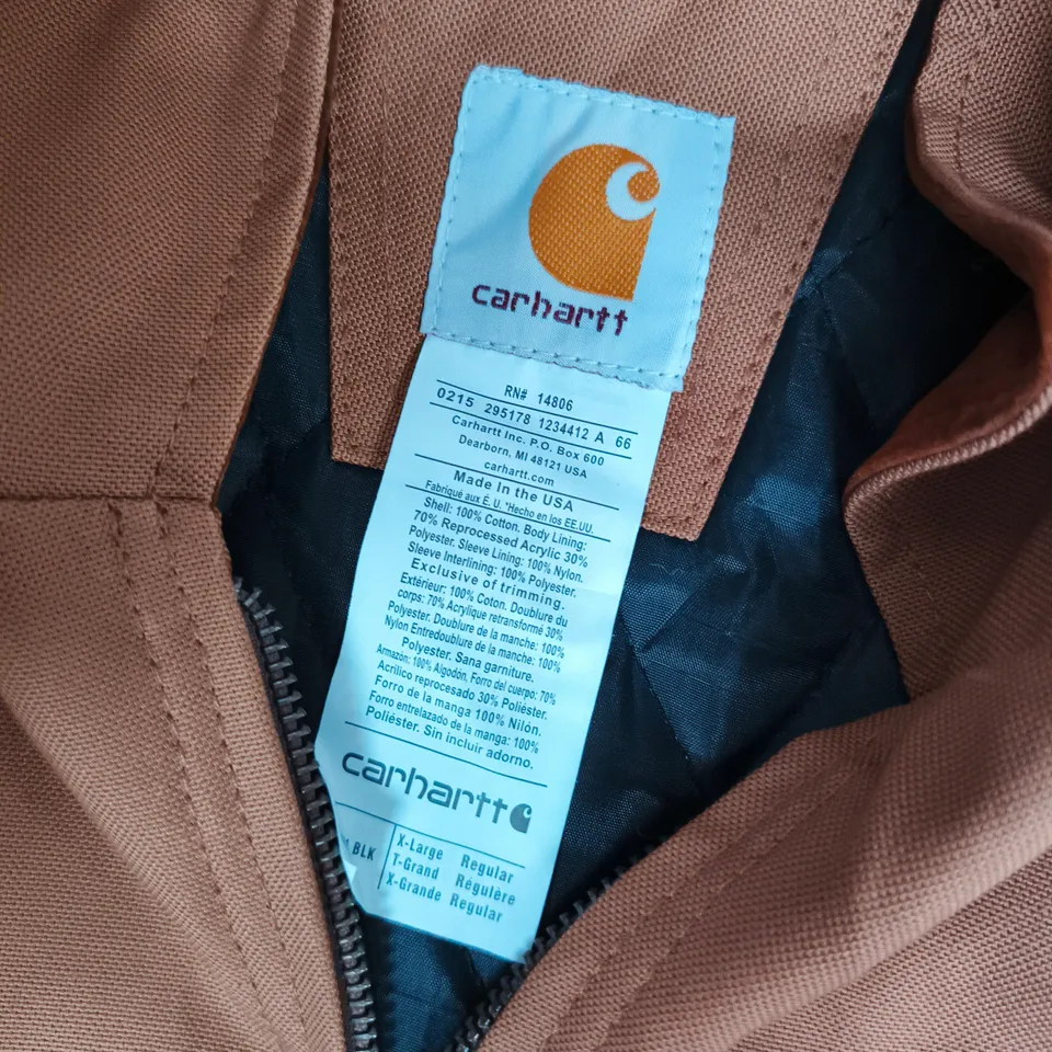 CARHARTT BROWN CANVAS JACKET – MEN'S, ZIP FRONT, UK XL