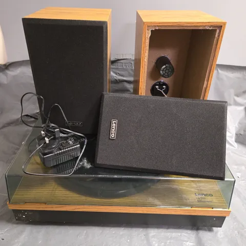 LENCO LS-300WD BELT DRIVE TURNTABLE WITH BLUETOOTH AND WOODEN SPEAKERS