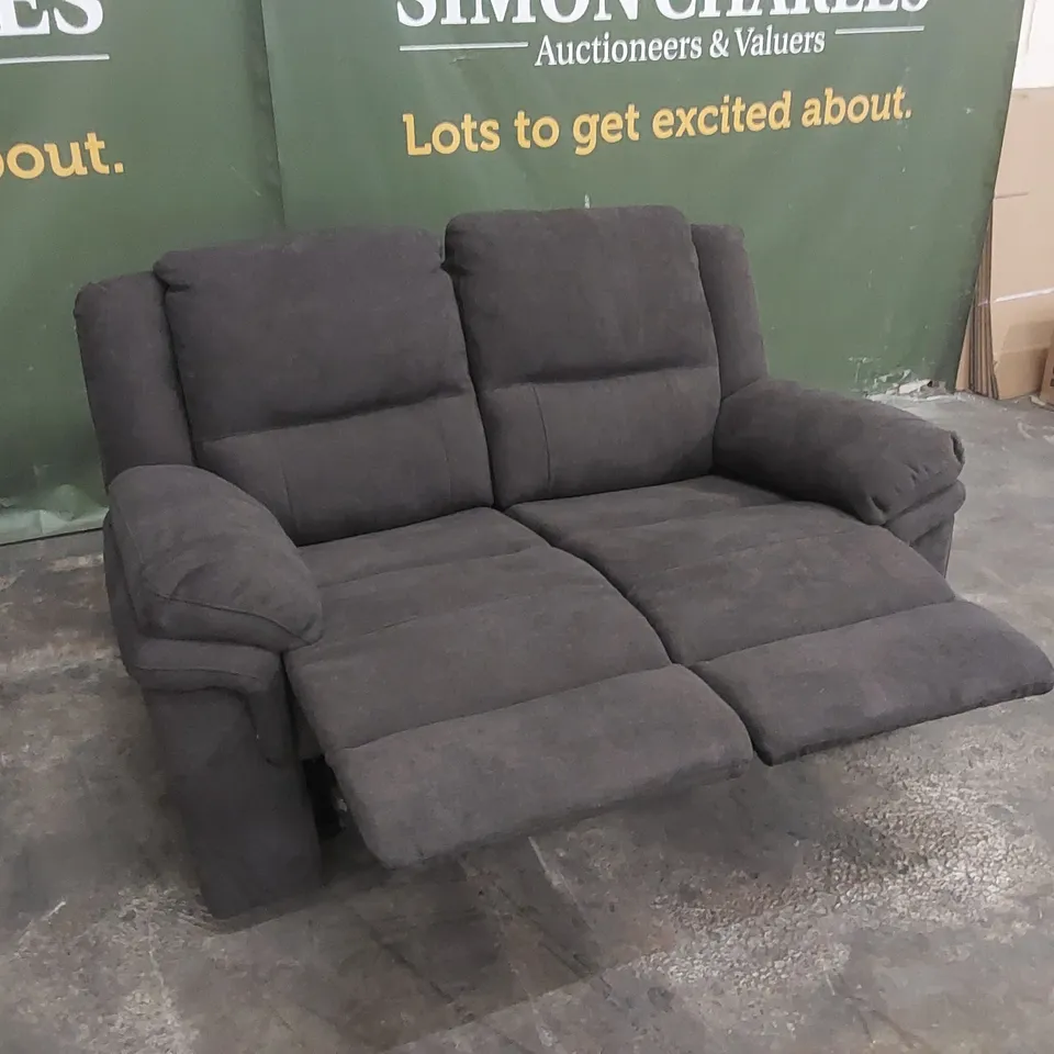 ALBION FABRIC 2 SEATER HIGH BACK MANUAL RECLINER SOFA - CHARCOAL  RRP £579